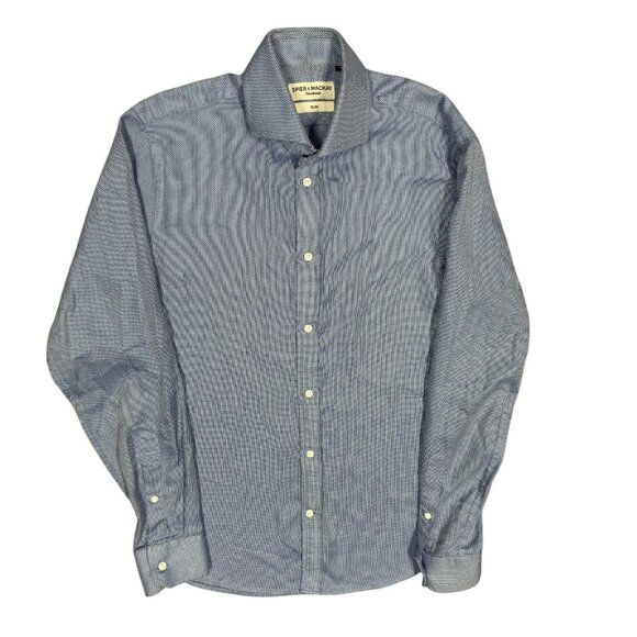 Spier & Mackay Handmade Slim Fit Dress Shirt Basketweave Pearl Buttons 15 Small - Picture 1 of 8